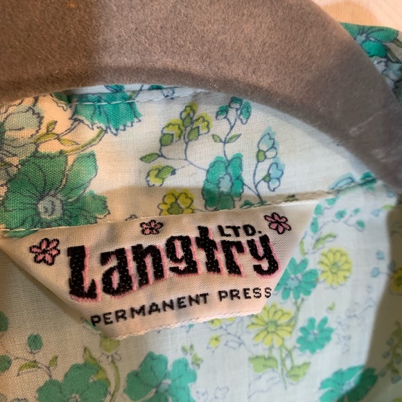 Vintage Calico print green button down. early seventies. Cowgirl. Langtry. - Picture 2 of 3